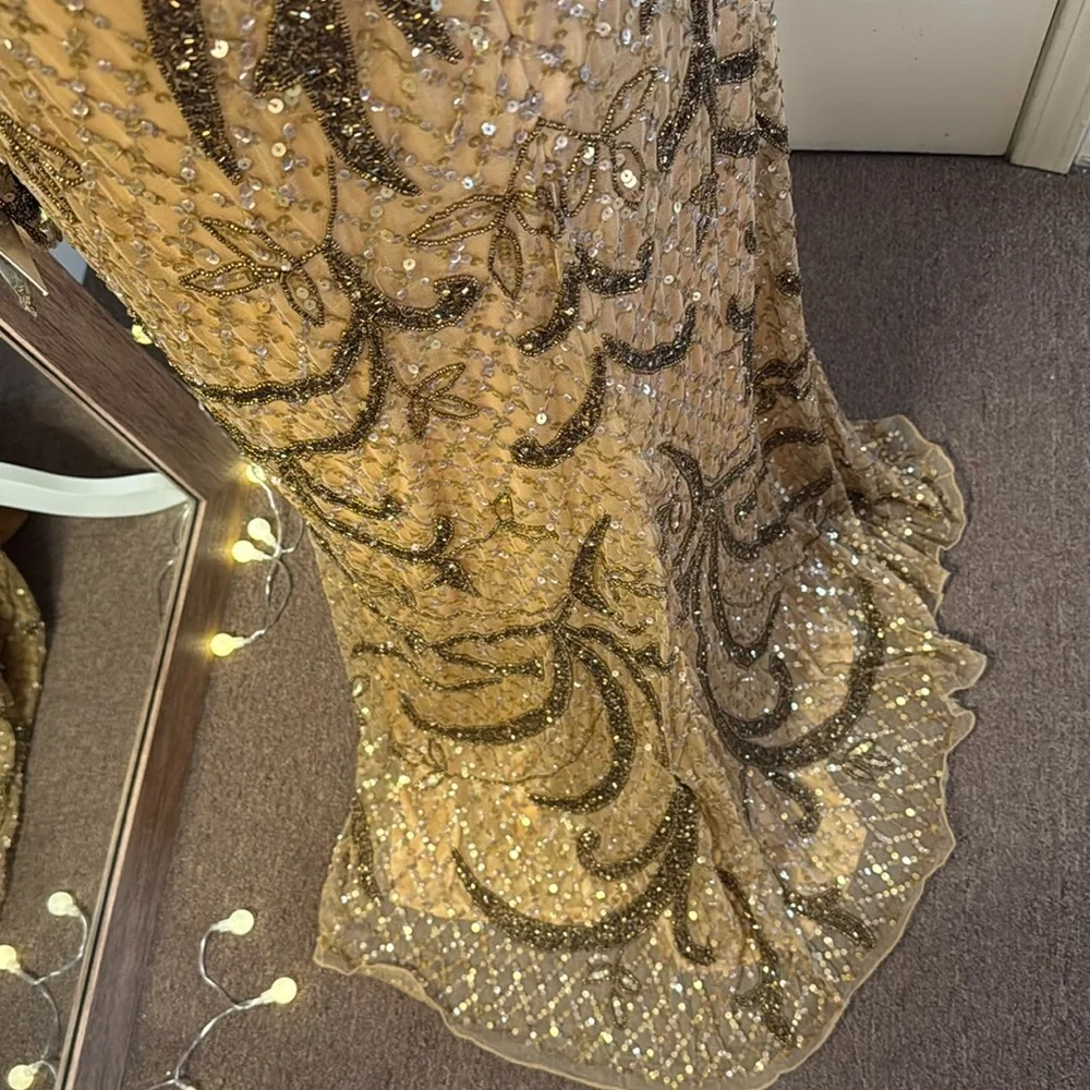 Mac Duggal Gold One Shoulder Dress - Picture 14 of 16